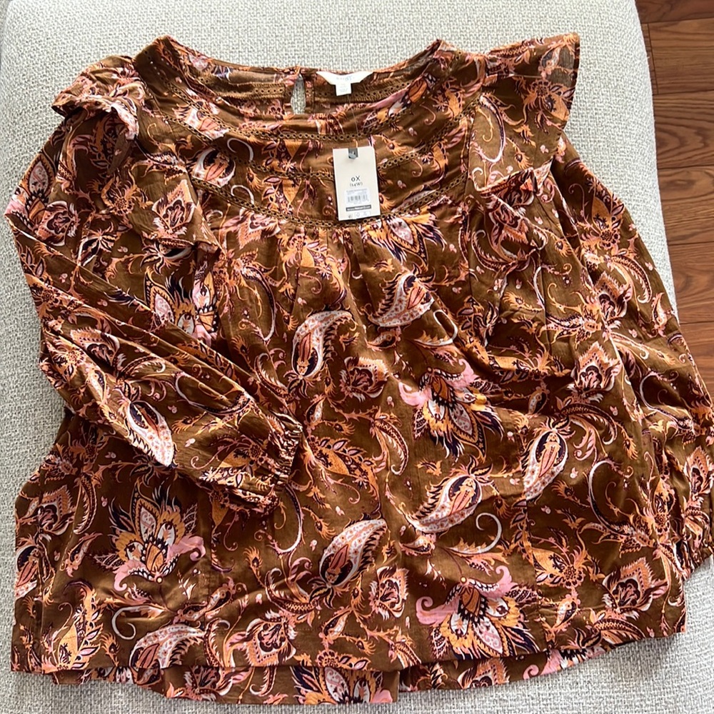 Paisley floral burnt orange 14 top